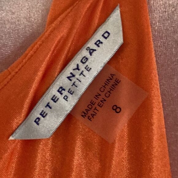 PETER NYGARD PETITE DRESS SIZE 8 ORANGE BEADED DETAIL SLEEVELESS SHEATH - Picture 5 of 7